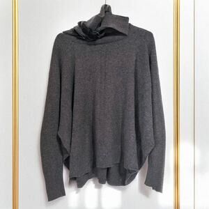 ALLSAINTS Ellie Lambswool Leather Buckle Turtleneck Sweater Gray Size 6